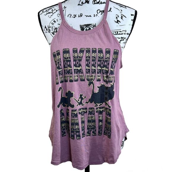 Disney's Lion King Tank Top "Hakuna Matata" mauve pink Simba Timon Pumbaa size M - Picture 1 of 10